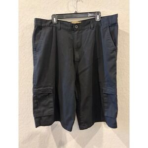 ROK Mens Black Cargo Shorts Size 40 Cotton Blend Utility Twill Workwear Relaxed